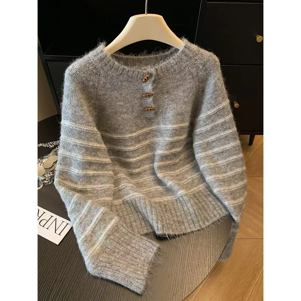 Embroidery A - Autumn Winter Women's Striped Wool Cashmere