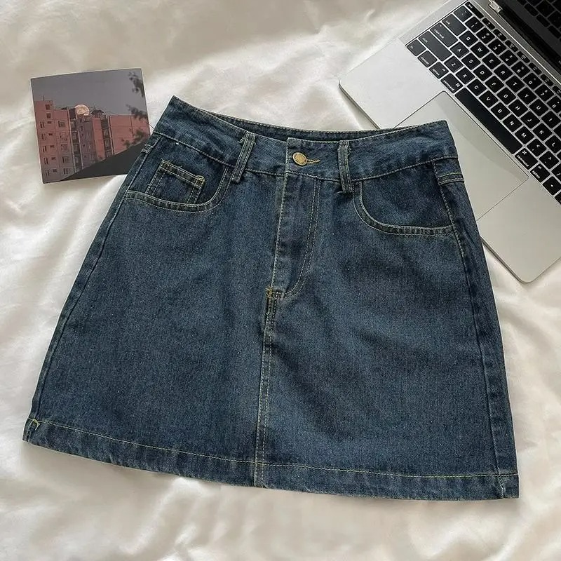 Embroidery A - Y2K Denim Skirt Set: Vintage Japanese