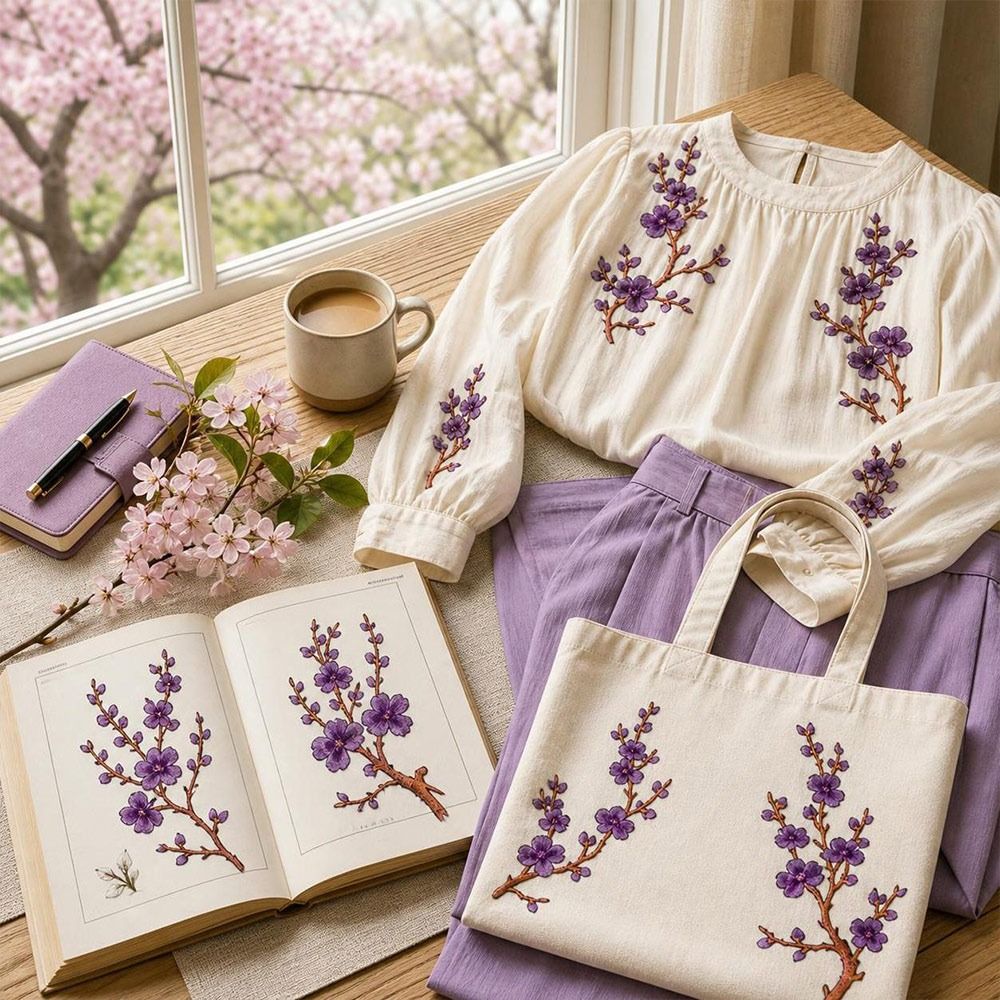Embroidery Patch - DIY Cherry Blossom Iron On Patches