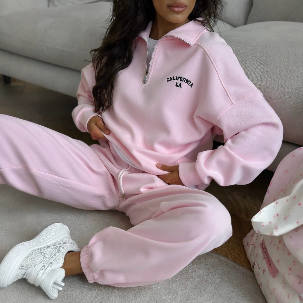 Embroidery A - Sports Style Letter Embroidered Hoodie Straight
