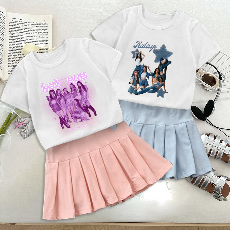 Fashion K POP K-KATSEYE T-shir - Embroidery Skirt review and price