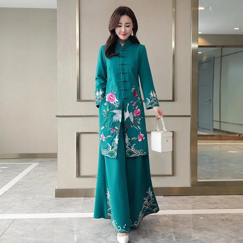 Long Ethnic Style Cheongsam Se - Embroidery Youtube review and price