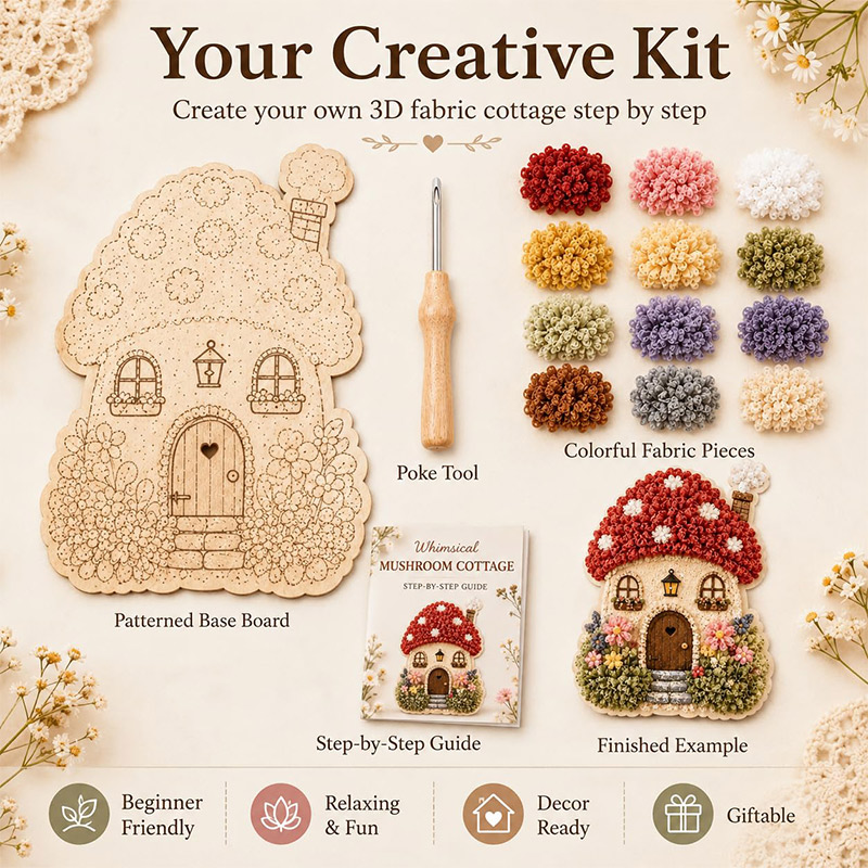 3D Mushroom House Poke Art DIY - Embroidery A review and price