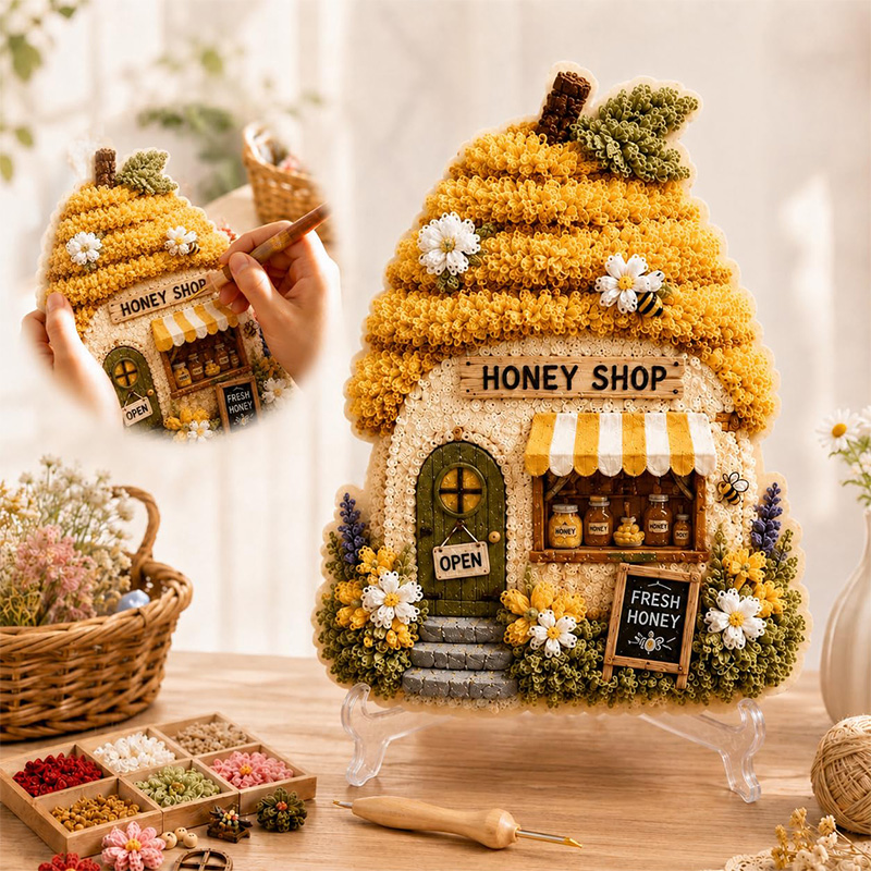 3D Mushroom House Poke Art DIY - Embroidery A review and price