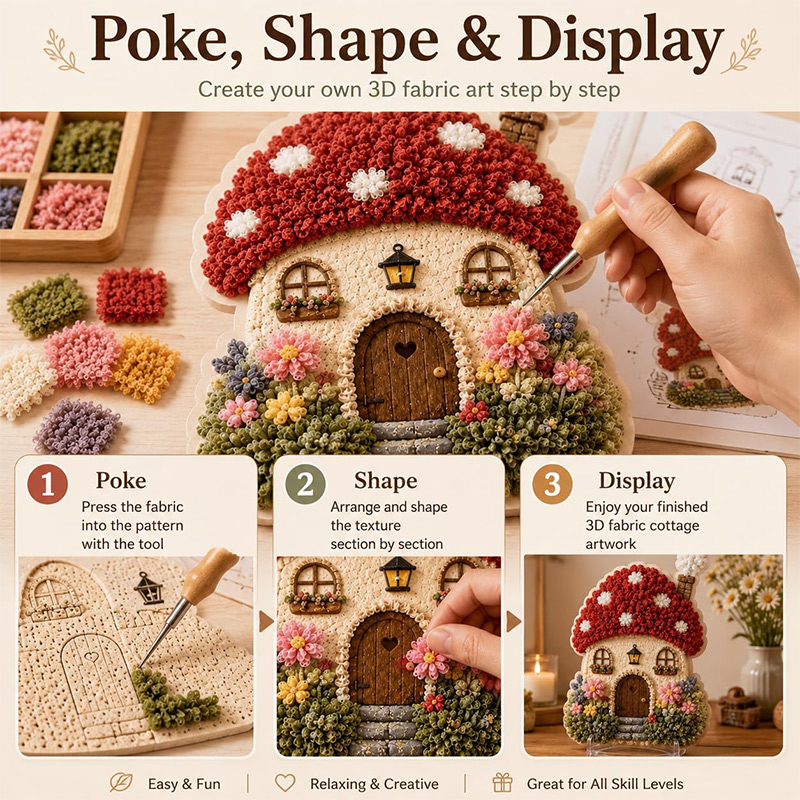 3D Mushroom House Poke Art DIY - Embroidery A review and price