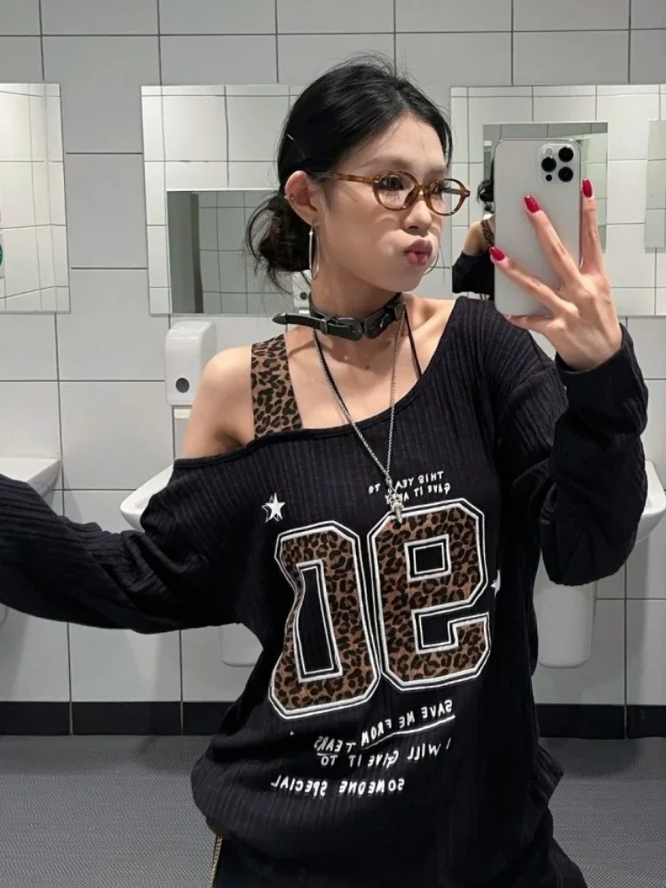 Y2K Patchwork Leopard Print T- - Embroidery A review and price