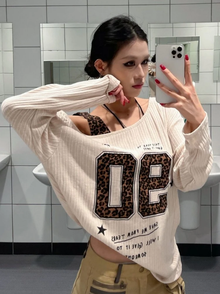 Y2K Patchwork Leopard Print T- - Embroidery A review and price
