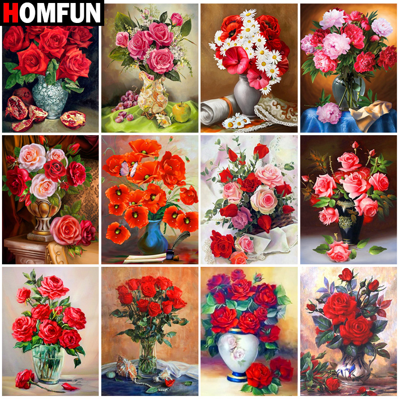 HOMFUN 5D Diamond Embroidery N - Embroidery Rose Stitch review and price