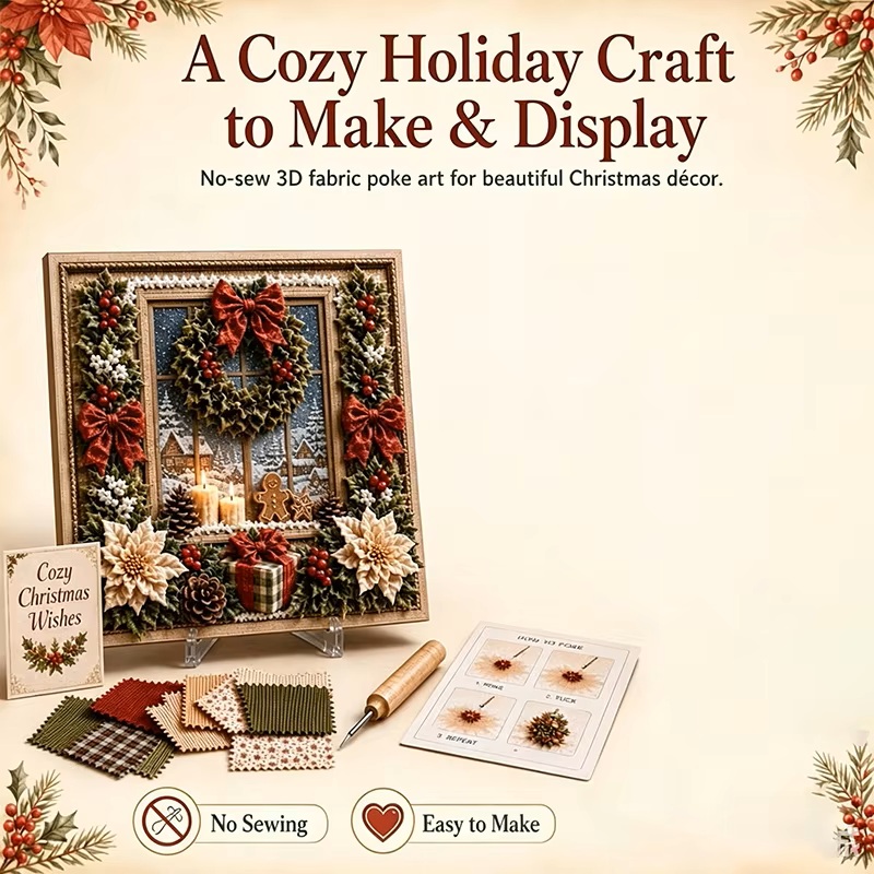 Christmas 3D Fabric Poke Art K - Embroidery Xmas Kits review and price