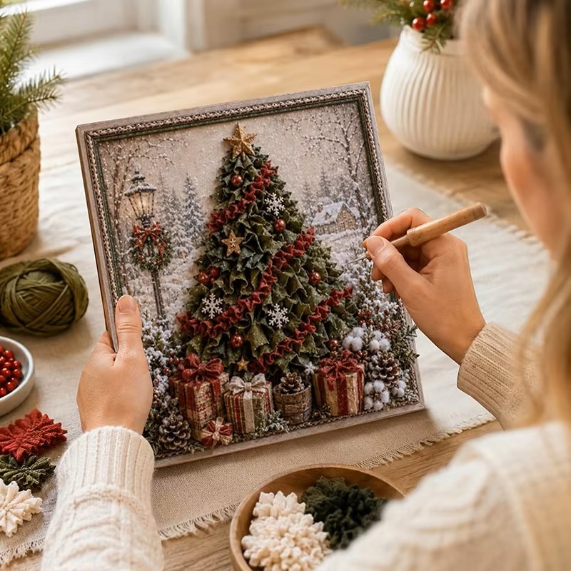 Christmas 3D Fabric Poke Art K - Embroidery Xmas Kits review and price