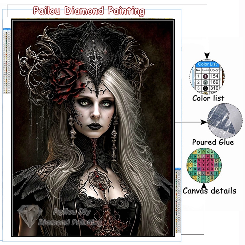 Gothic Halloween Queen Witch 5 - Embroidery Rose Stitch review and price