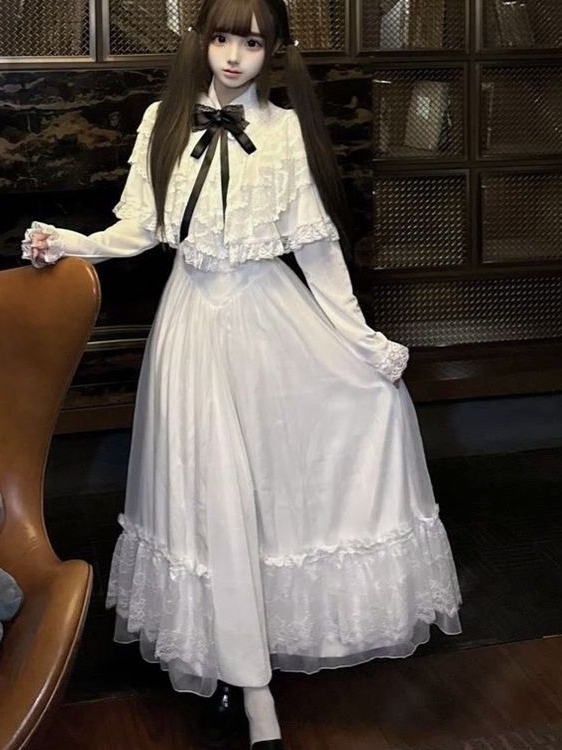 Japanese Short Sleeve Bow Lace - Embroidery Skirt review and price
