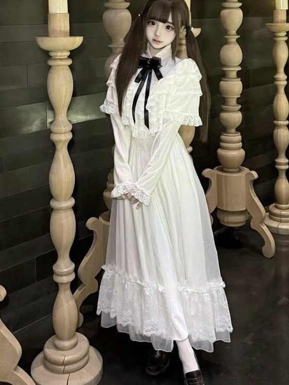 Japanese Short Sleeve Bow Lace - Embroidery Skirt review and price