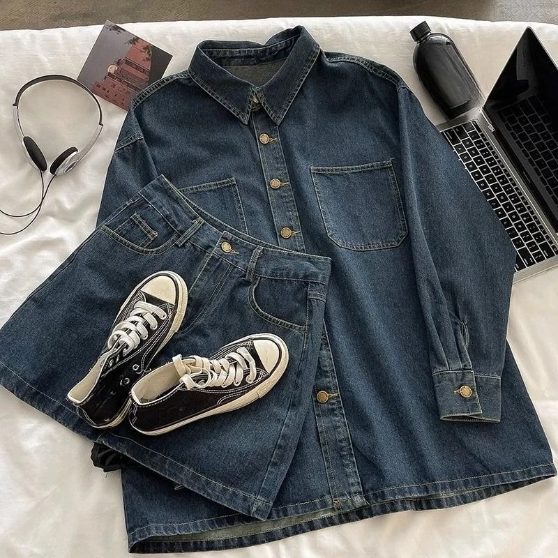 Y2K Denim Skirt Set: Vintage J - Embroidery A review and price