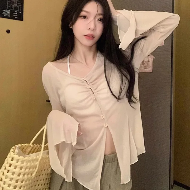 Sheer Flare Sleeve Blouse - Y2 - Embroidery A review and price