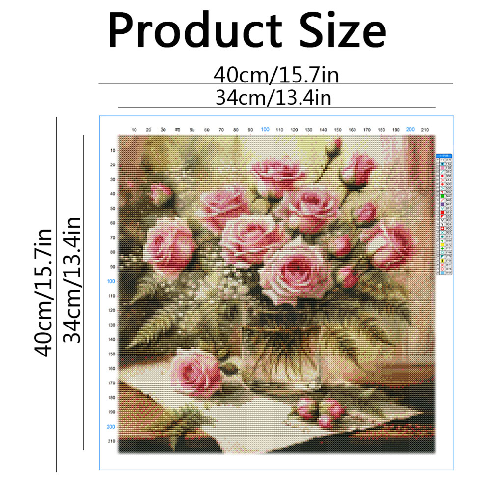 HUACAN Cross Stitch Kits Rose  - Embroidery Rose Stitch review and price
