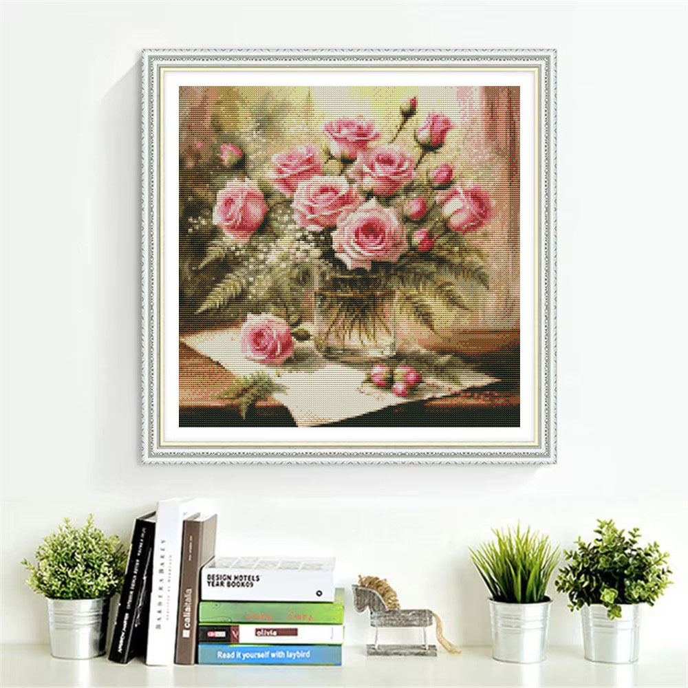 HUACAN Cross Stitch Kits Rose  - Embroidery Rose Stitch review and price