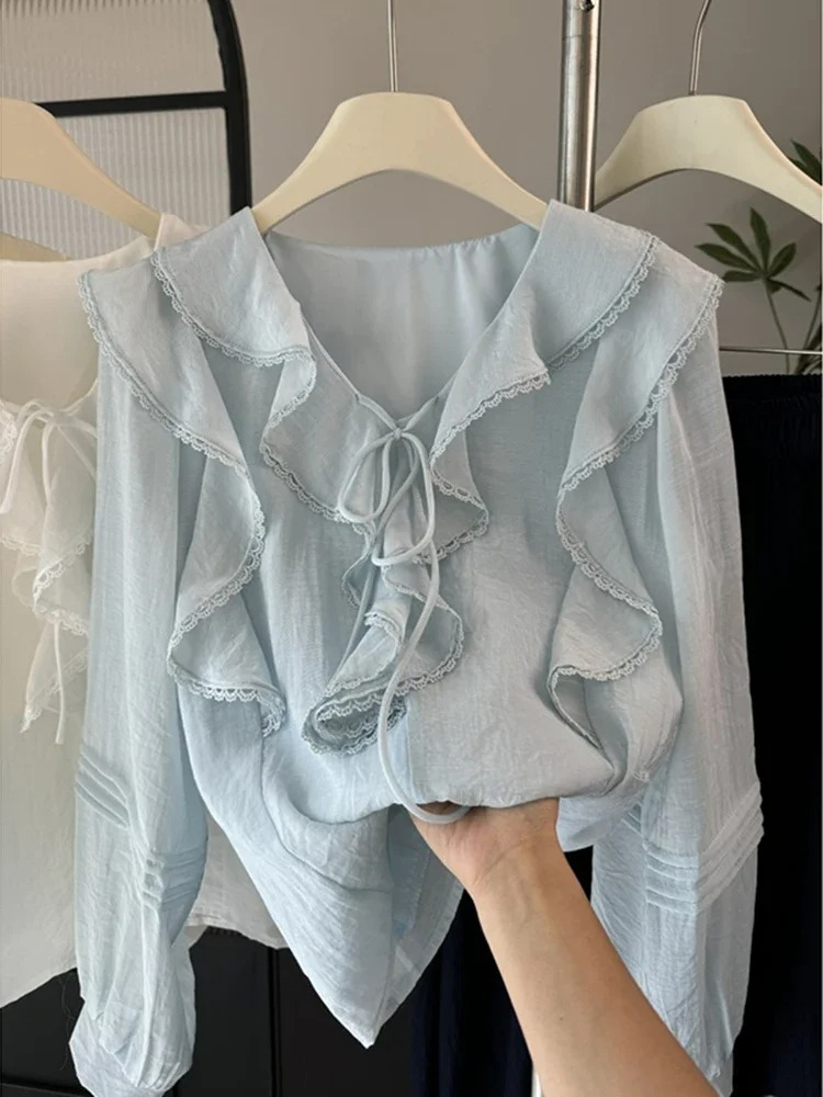 French V-Neck Chic Long Sleeve - Embroidery A review and price