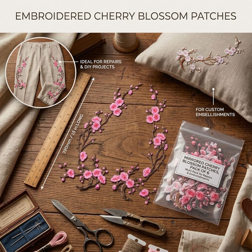 DIY Cherry Blossom Iron On Pat - Embroidery Patch review and price